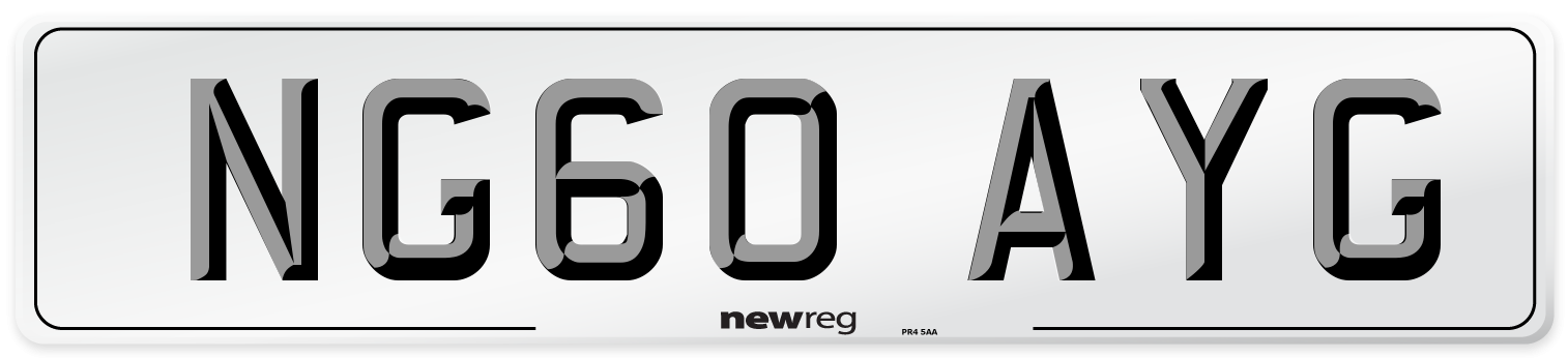 NG60 AYG Number Plate from New Reg